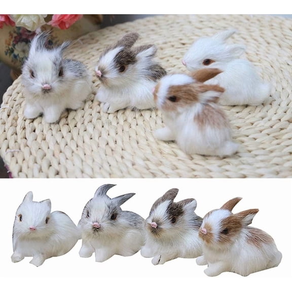 "Mini Realistic Cute Plush Rabbits Lifelike Animal Easter Bunny Simulation Model Birthday Gift Stuffed Animals Furry Rabbit Figurine