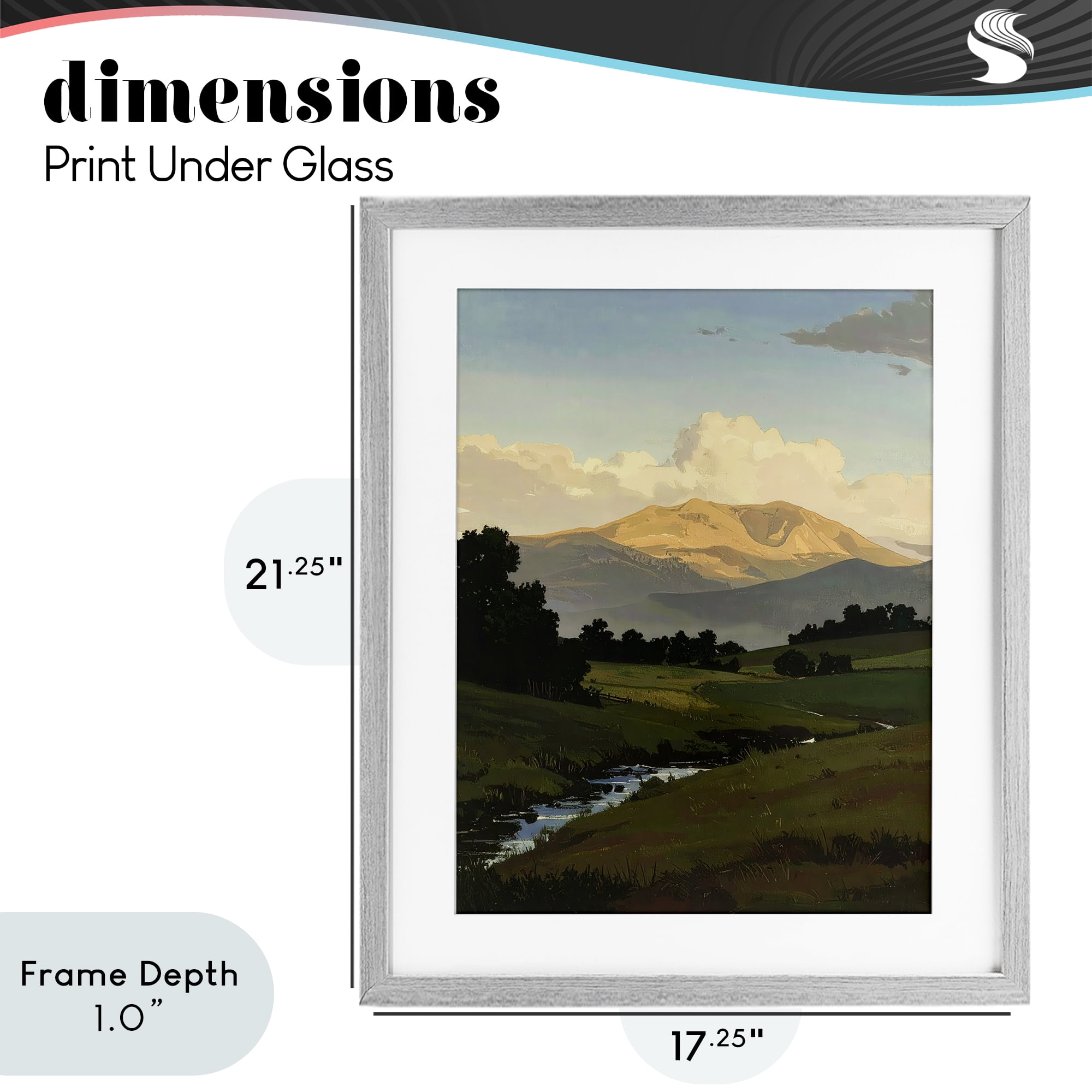Stupell Industries Across The Valley Nature Gray Framed Print Under Glass, design by Alonza Saunders