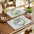 thumbnail image 2 of Happy Easter Placemats Set of 4, Spring Eggs Jugal Leaf Flower Floral Gray Plaid Heat Insulated Linen Place Mats, Washable Stain-Proof Table Mats for Dining Tables Holiday Decor 13x19 Inches, 2 of 9