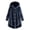 Navy, variant on Womens Full Zip Up Hoodie Fuzzy Fleece Jacket Plus Size Button Fluffy Pullover Tops Long Sleeve Hooded Coat Blue
