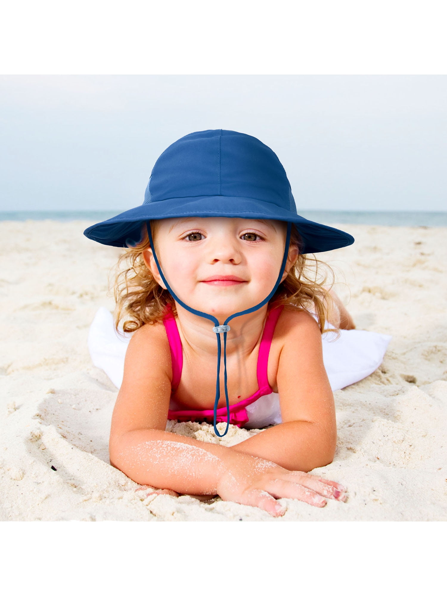 SimpliKids Baby Sun Hat UPF 50+ UV Sun Protection Wide Brim Bucket Hat (Royal, 1224 Months