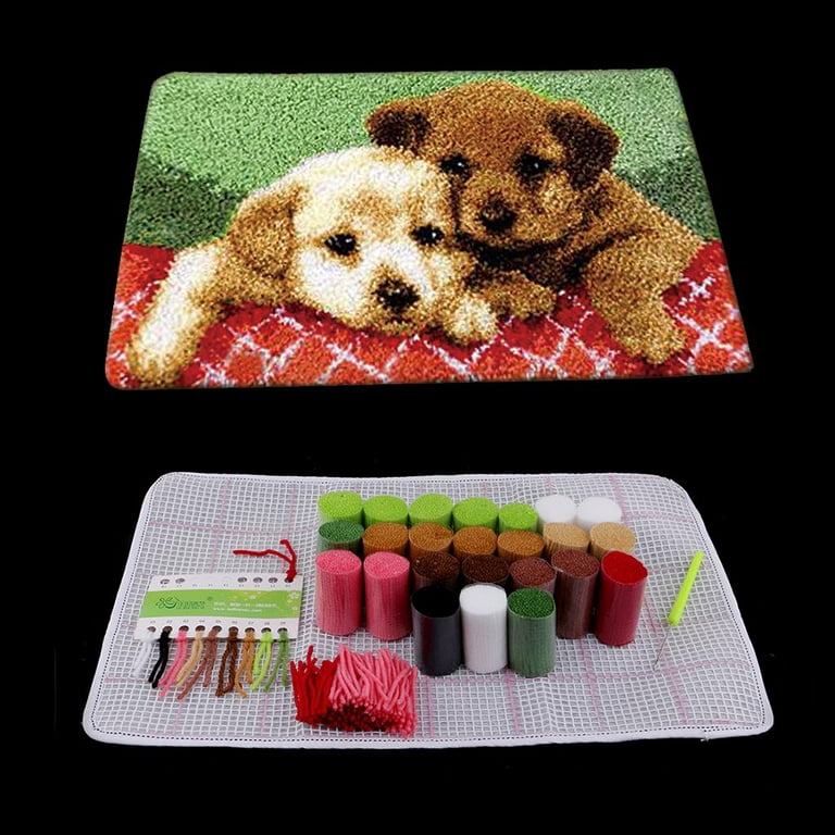 Animal latch hook canvas cute dog DIY Latch Hook Rug Kit 3D Segment  Embroidery Pillow Wool