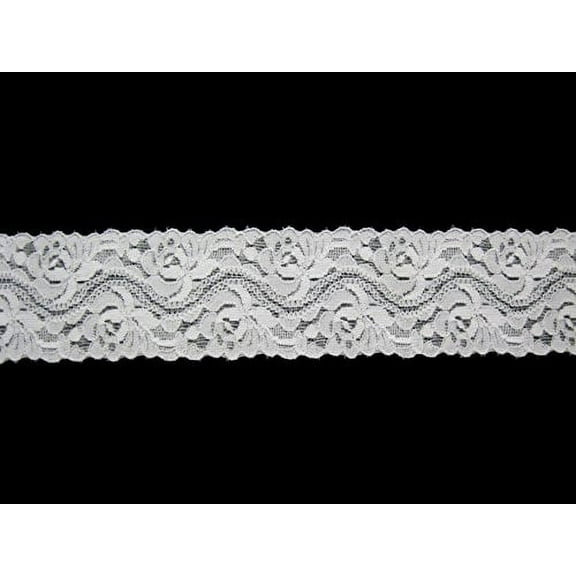 Altotux 1.75" White Elastic Floral Lace Trim Scalloped Edge By 2 Yards