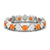 1.50 CT Round Fire Opal and Diamond Full Eternity Ring for Women, 14K White Gold, US 3.50