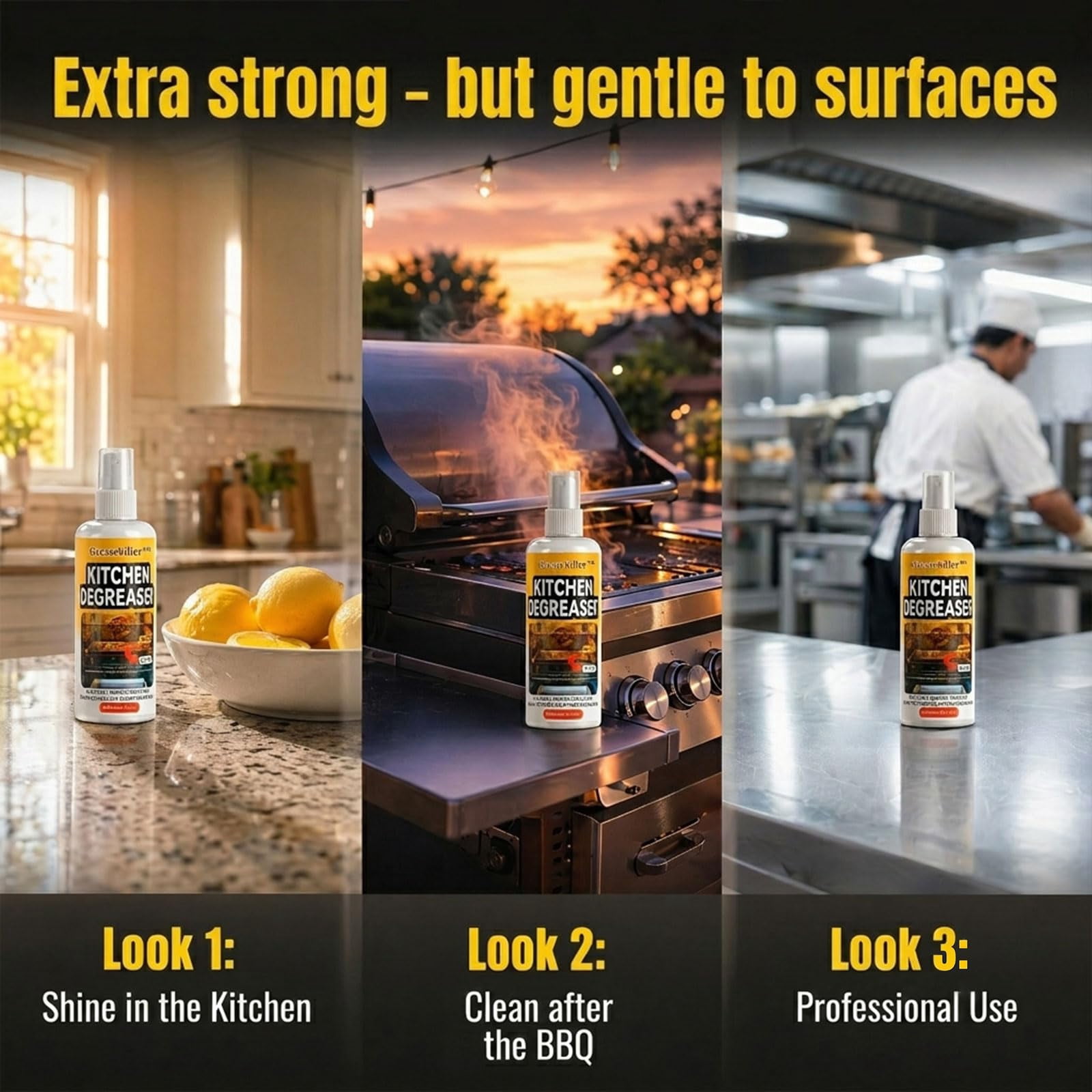 GreaseKiller BBQ Grill Cleaner Spray, Heavy Duty Degreaser for Grills & Smokers, Fast-Acting Grease Removal, Easy Spray Application(1PC)