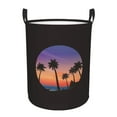thumbnail image 1 of XMXT Collapsible Laundry Basket, Sunset Coconut Tree Illustration Waterproof Laundry Hamper, 62L Black, 1 of 8