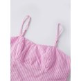 thumbnail image 4 of Conjunto de ropa de verano para mujer: top de tirantes finos sin mangas con estampado de rayas y shorts con cintura elástica (2 piezas)., 4 of 9