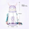 thumbnail image 5 of 500ml Plastic Kids Children Cute Cartoon Strap Water Bottle with Straw (Pink), 5 of 6