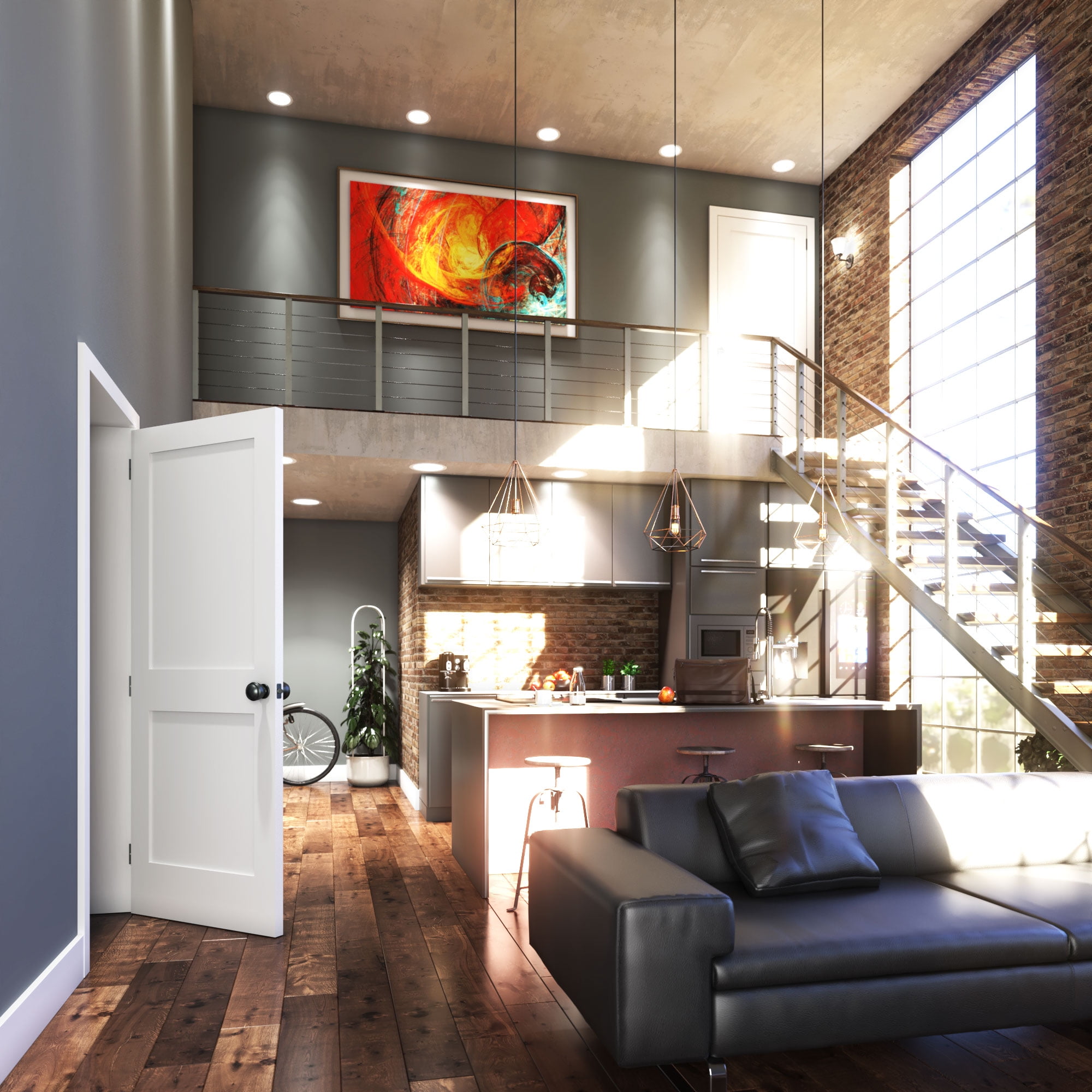 EightDoors 80" x 30" x 1-3/8" 2-Panel Shaker White Primed Solid Wood Core Interior Slab Door