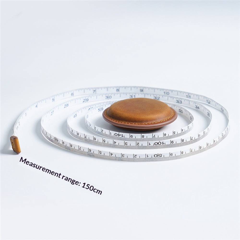 Retro Leather Retractable Measuring Tape Sewing Measure 1.5M/59 Dual Sided Leather Tape Measure for Body Cloth Tailors Medical Measurements Round Small Tape