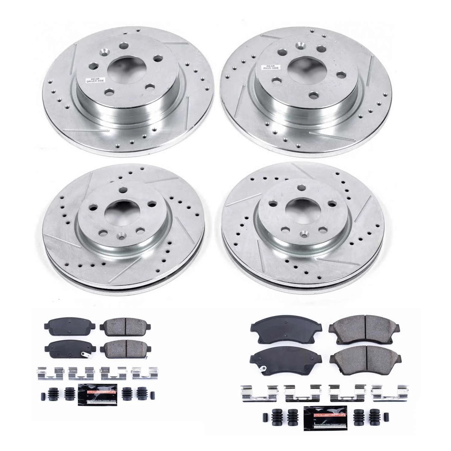 PowerStop Front and Rear Z23 Evolution Sport Carbon-Fiber Ceramic Brake Pad and Drilled & Slotted Rotor Kit Fits: CHEVROLET Select Models K5551