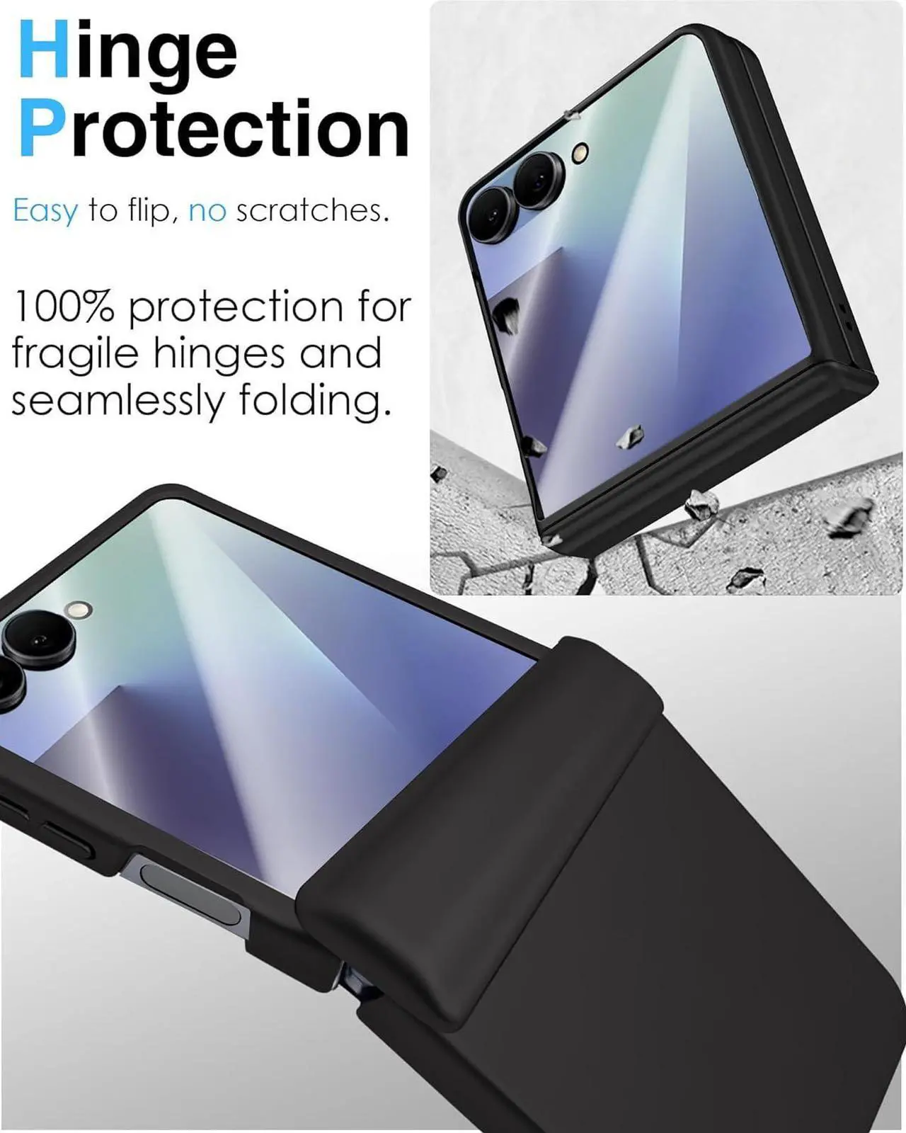Case for Samsung Galaxy Z Flip 7, Hinge Protection, Built-in Screen Protector, Wireless Charging, Shockproof, Slim Rugged Phone Protective Case for Galaxy Z Flip 7