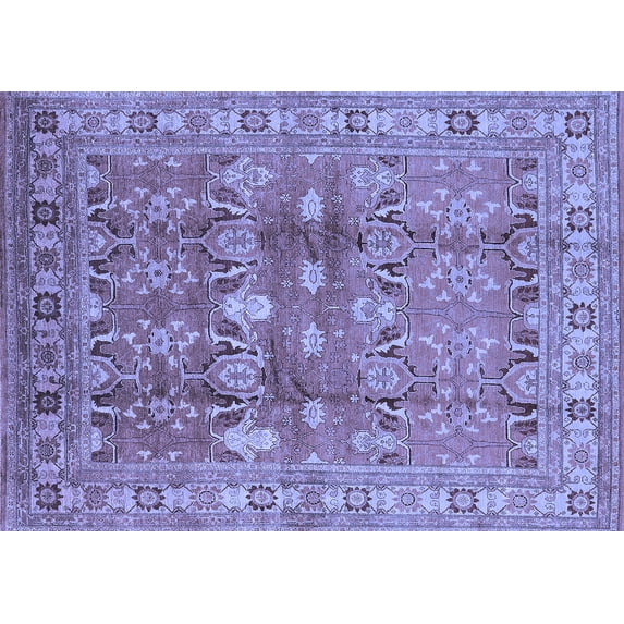 Ahgly Company Machine Washable Indoor Rectangle Oriental Blue Traditional Area Rugs, 5' x 7'