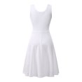 thumbnail image 2 of Innerwin Robe d'Été de Plage Col Rond Femme Robes Midi Fête Couleur Unie Robe Longue Blanche m, 2 of 3