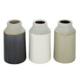 thumbnail image 6 of DecMode Ceramic Earthy, Coastal ,Minimalist, Neutral Vase Set of 3 5"W, 8"H, Matte and Textured Glaze Finish, in White, Beige and Charcoal Gray, 6 of 7