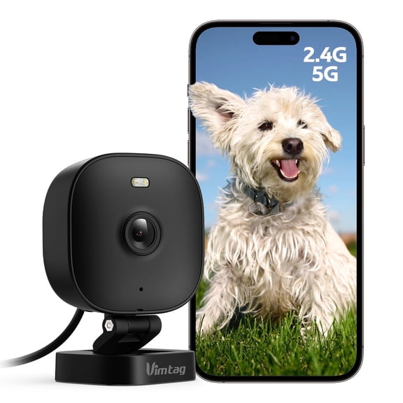 VIMTAG 2.5K 5G/2.4GHz WiFi Security Camera, Indoor/Outdoor Camera for Home Security, Baby Monitor, Motion Activated Spotlight/Siren, 2-Way Audio, Color Night Vision, Work with Alexa, Cloud, wired