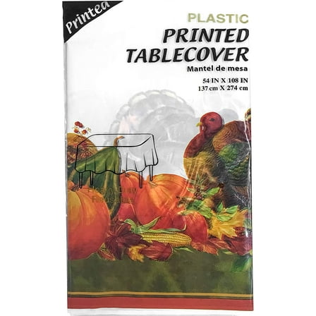 Flomo Printed Thanksgiving with Turkey Tablecloth - 108" x 54"