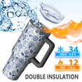 thumbnail image 5 of 40oz Pioneer Flower Floral Print Pattern Insulated Tumbler with Handle, BPA-Free Leak Proof Lid and Straws, Double Wall Vacuum, Hot 12h/Cold 34h, 5 of 6