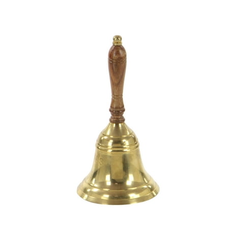 DecMode Coastal 8 x 4 inch carved brass and wood captain's bell