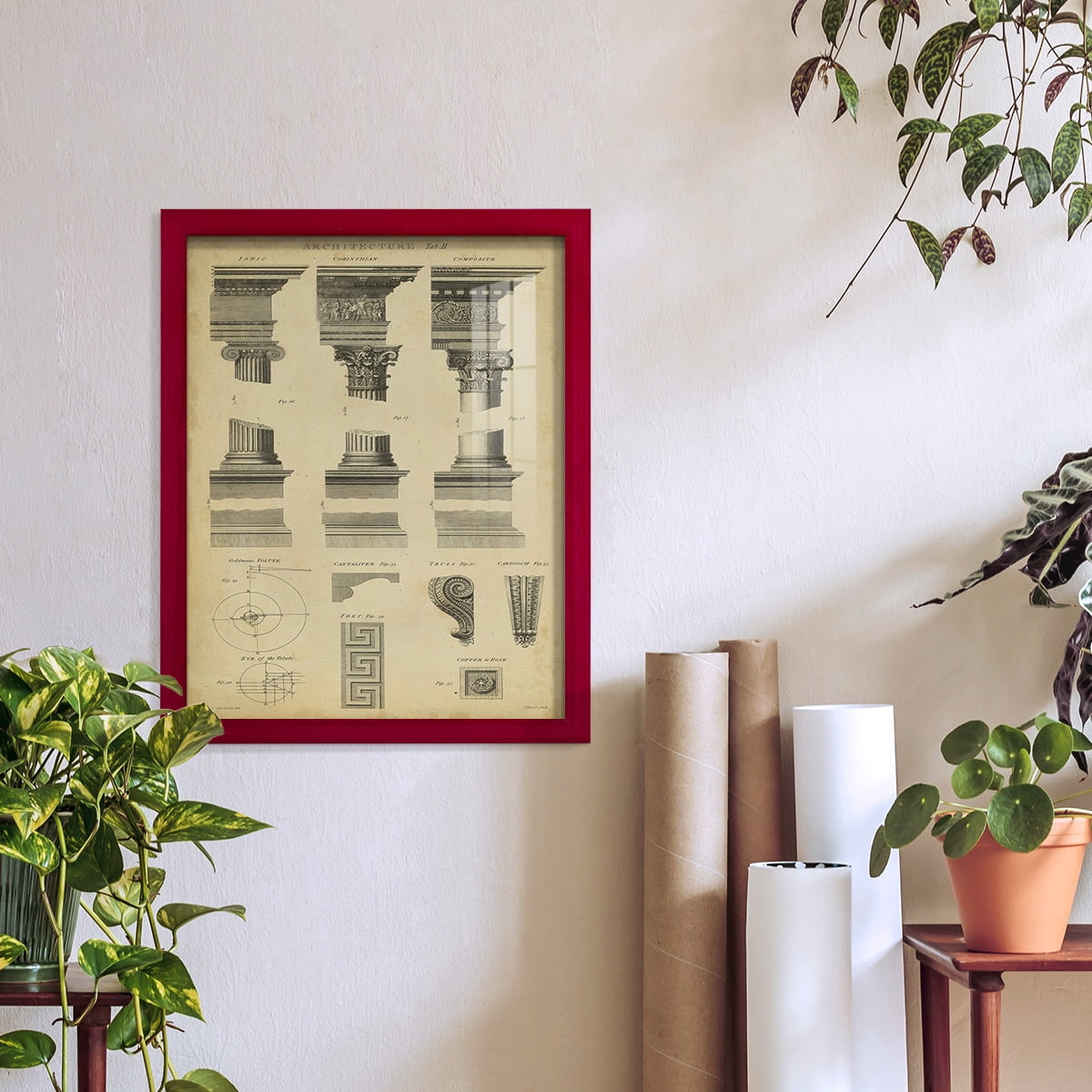 Encyclopediae III -Framed Print w/glass-Cherry Red