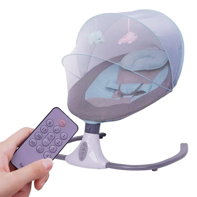 SAYCHEESE Mecedora Eléctrica para Bebé con Control Remoto, 4 Velocidades de Movimiento, Música Integrada y Asiento Acolchado Ajustable