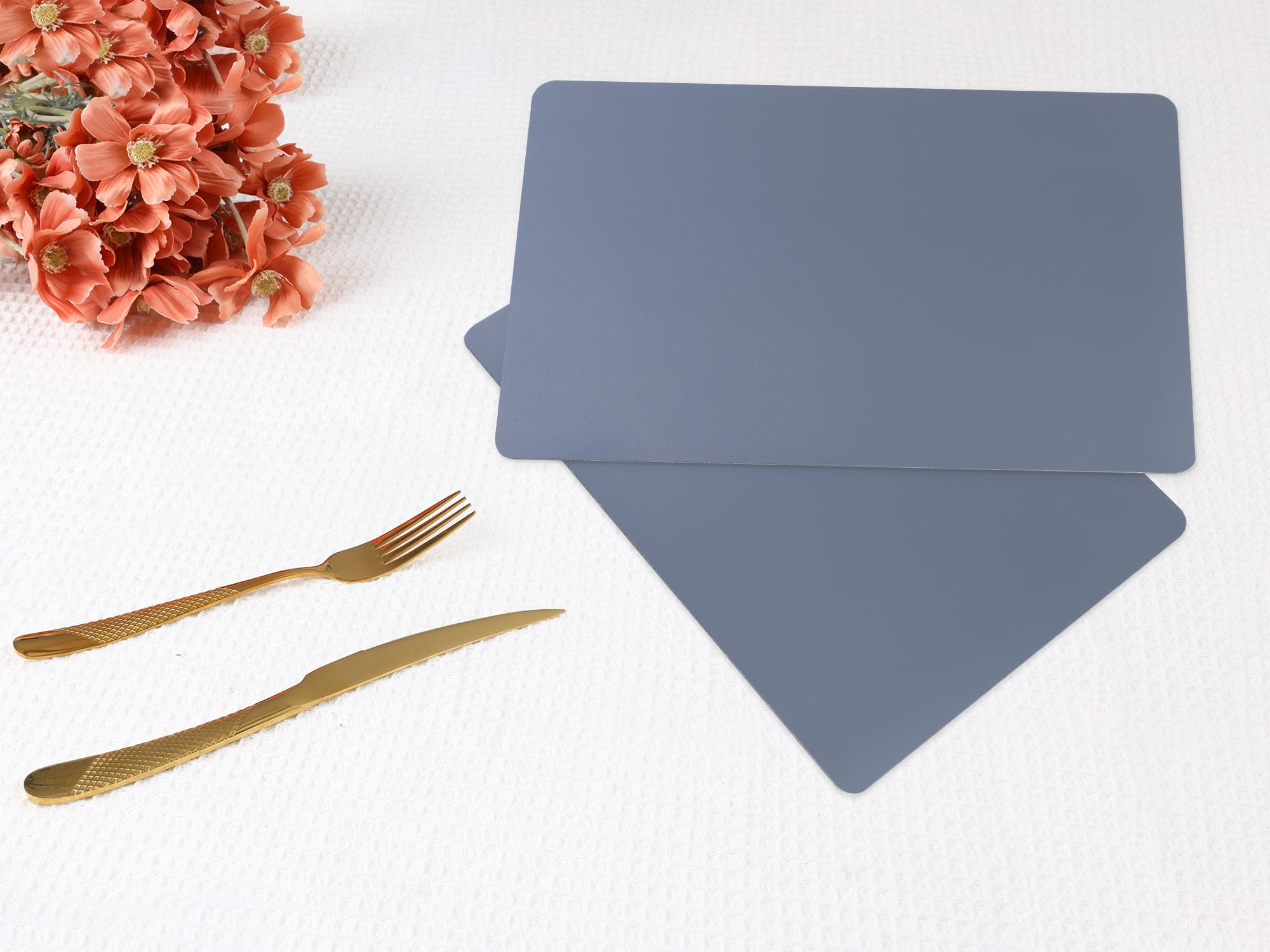 Unique Bargains 6 Pack Faux Leather Placemats for Kitchen Dining Table Decor Dark Gray