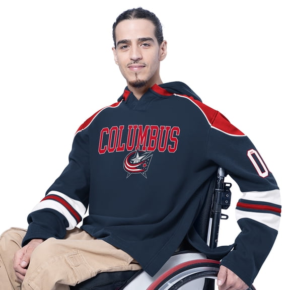 Men's G-III Sports by Carl Banks Navy Columbus Blue Jackets Adaptive Wear Lord Stanley Hooded Long Sleeve Sweatshirt