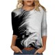 thumbnail image 2 of ICHUANYI Clearance Women's Fashion Printed Loose T-shirt 3/4 Sleeves Blouse Round Neck Casual Tops(White, M) ICHUANYI WER2023081110462, 2 of 5