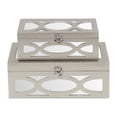 thumbnail image 3 of Contemporary Home Living Set of 2 Champagne Gray Rectangular Boxes with Mirror 11.75", 3 of 6