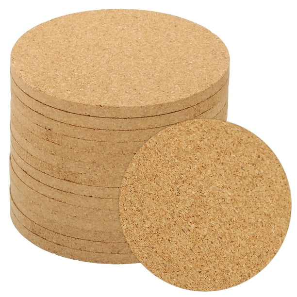 Uxcell 90x5mm Posavasos de Corcho, Paquete de 14 Tapetes de Corcho Redondos, Hojas de Respaldo de Corcho, Azulejos de Corcho Reutilizables, Marrón