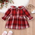 thumbnail image 2 of YEEDISON Baby Girl Dress Newborn Dresses Fashion Plaid Doll Collar Long Sleeve Vest Girls Dress Sweet Princess Dress Spring Fall 0-18M, 2 of 4