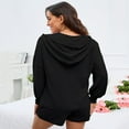 thumbnail image 4 of Womens 2 Piece Sets Hoodie Shirts with Shorts Shirred Cuff Blouse with Drawstring Shorts, 4 of 5
