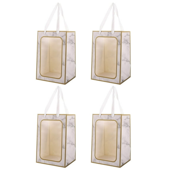 SASABAXI 4Pcs Marble Pattern Wrapping Tote Bags with Clear Window Display for All Consumer Groups