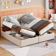 thumbnail image 3 of Harper & Bright Designs King Size Platform Bed with Hydraulic Storage System, Linen Upholstered King Wooden Bed Frame for Bedroom, Beige, 3 of 13