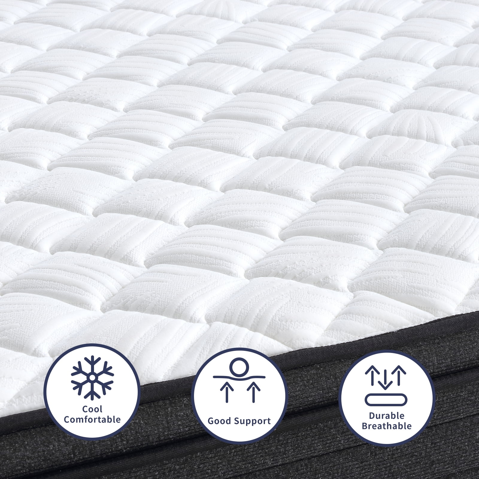 VFD 12 inch King Size Hybrid Mattress - Medium Firm, Memory Foam & Pocket Springs, Motion Isolation, Edge Support, Pressure Relief, Ships Compressed
