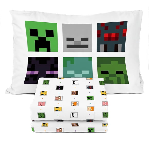 Juego de sábanas Sunny Side Up Minecraft Creeper & Animals Twin