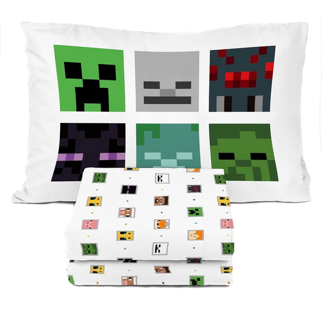 Juego de sábanas Sunny Side Up Minecraft Creeper & Animals Twin