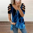 thumbnail image 2 of Ikevan Women's Summer Short Sleeves?-Neck Zipper Leopard Hollow Out T-Shirt Blouse Tops, 2 of 6