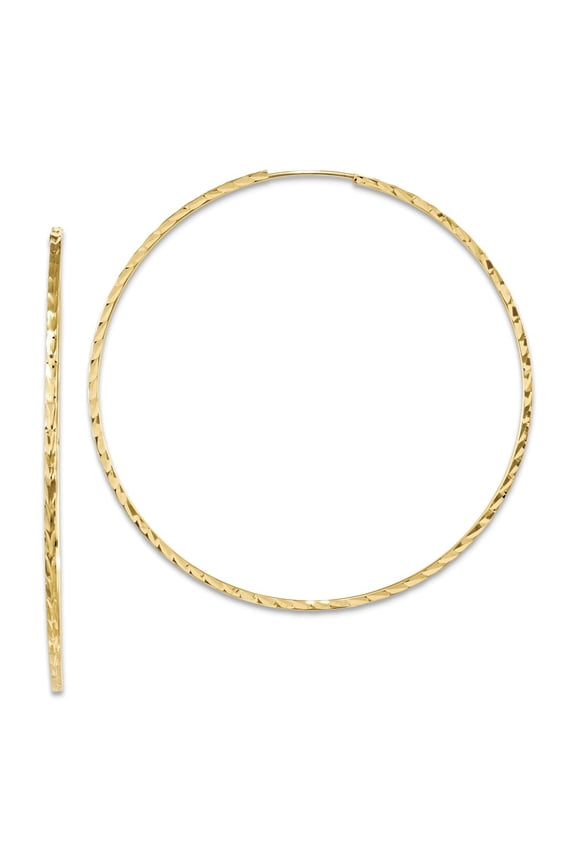 14k Diamond-cut Square Tube Endless Hoop Earrings