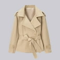 thumbnail image 5 of Ticikt Women Solid Short Trench Coat, Double Breasted Lapel Jacket With Waist Belt Casual Outerwear,WH2, 5 of 6
