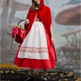 thumbnail image 5 of Christmas Dresses for Women Medieval Little Red Riding Hood Style Girl Vintage Dress Lace Waist Dress, 5 of 7