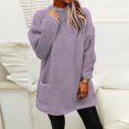 thumbnail image 3 of Womens Comfort Cozy Sweaters for Anxiety Long Sleeve Round Neck Lightweight Casual Pullover Winter Warm Long Tops Light Purple M, 3 of 5