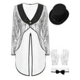 thumbnail image 1 of YiZYiF Womens Circus Ringleader Costume Swallow-tailed Coat Jacket Outfits Magician Cosplay Costume Silver S, 1 of 7