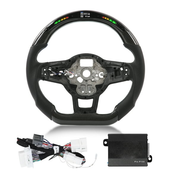 Carbon Fiber LED Shift Lights Display Steering Wheel Perforated Leather Replacement for R MK7 MK7.5 2013-2020