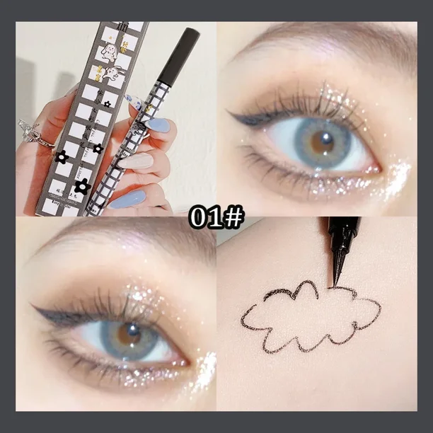 Lápiz Delineador de Ojos de colores mate, resistente al agua, no florece, Lápiz Delineador de ojos negro, maquillaje líquido de larga duración, cosméticos (01