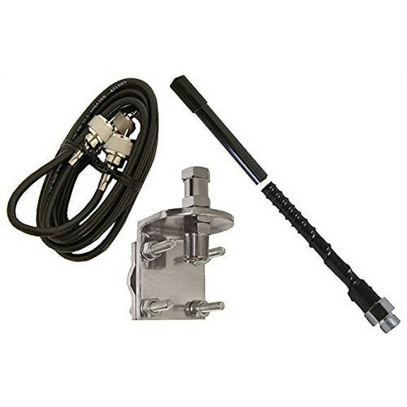 ProComm HSS995-3B 3' Single Black Fiberglass CB Radio Antenna Kit w/Mirror Mount