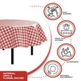 Red Gingham Vinyl Tablecloth 70 In. Round Flannel Backed Tablecloth Waterproof Plastic