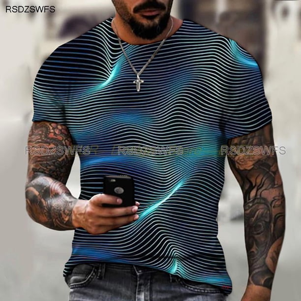 Camiseta de manga corta de verano para hombre de marca Tech Swirl Información digital Impresión 3D Camiseta de hombre Harajuku Moda Streetwear Tamaño 5XL Tan Jianjun unisex