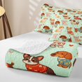 thumbnail image 4 of Manfei Cartoon Puppy Bed Spread Queen, Love Heart Dog Queen Coverlet Set, Green, 3-Piece, 1 Quilt and 2 Pillowcases, 4 of 7