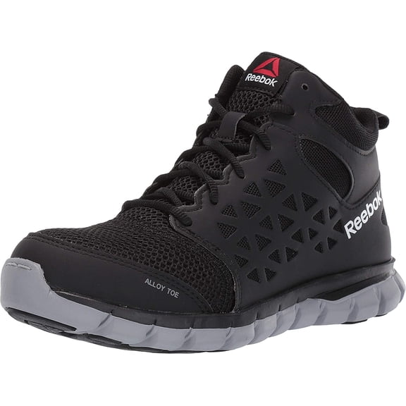 Reebok Womens Black Mesh Work Boots Athletic Mid Cut AT 7.5 M
